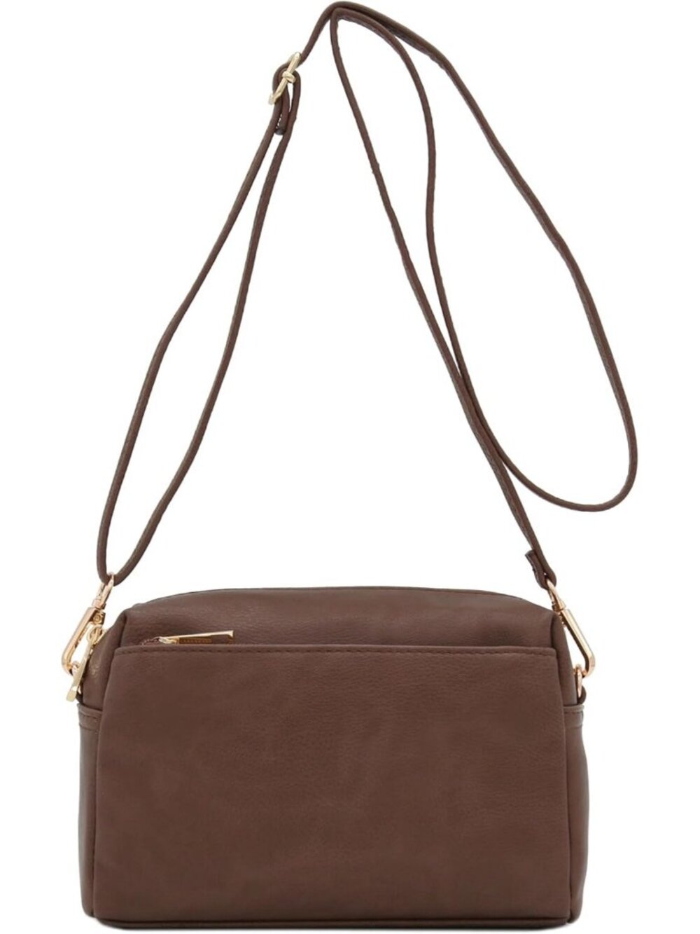 Women's Dark Taupe Triple ZIP Small Lightweight Shoulder Purse Crossbody Bag